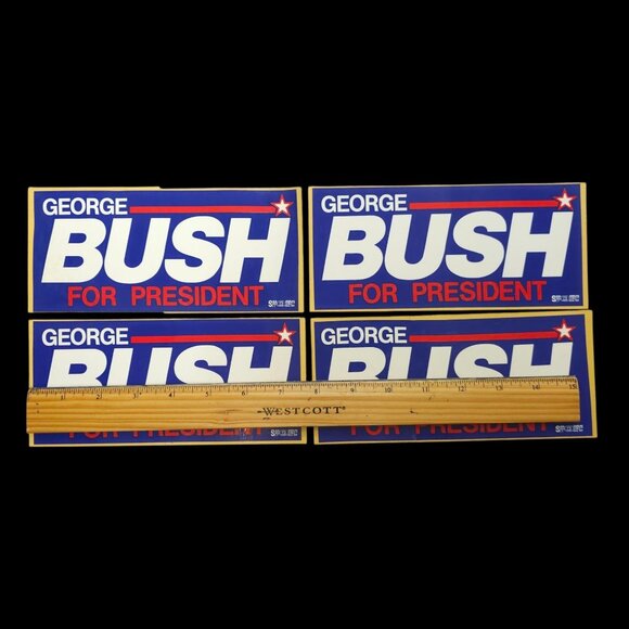 George Bush For President 1988 Presidential Campaign Bumper Sticker Lot Of 4 NOS - Picture 3 of 6